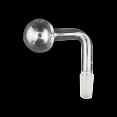 CLEAR SHORT OIL BURNER 90° ANGLED NECK 14M MALE 5CT/ PACK OBFS03
